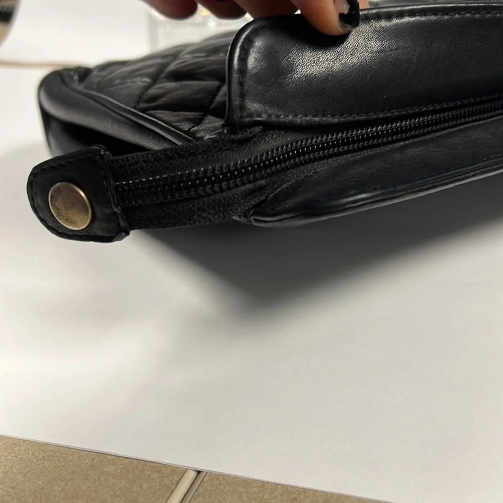 Linea Gani Vintage Quilted Leather Ziptop Clutch Bag
